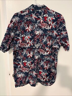 Columbia PFG Navy Red & White Tropical Button-Down Shirt